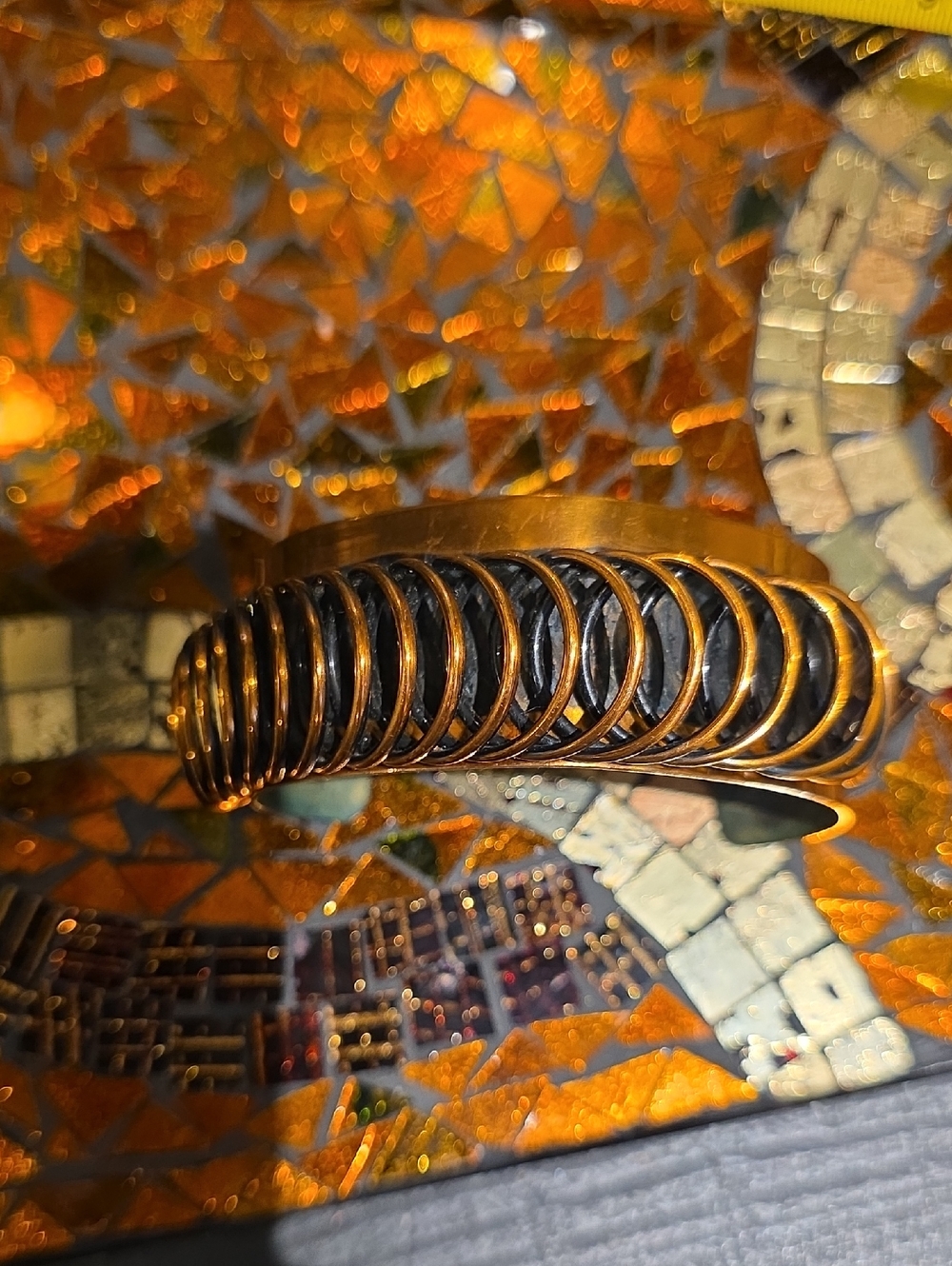 Wide Metal Cuff Bracelet in Iridescent Bronze